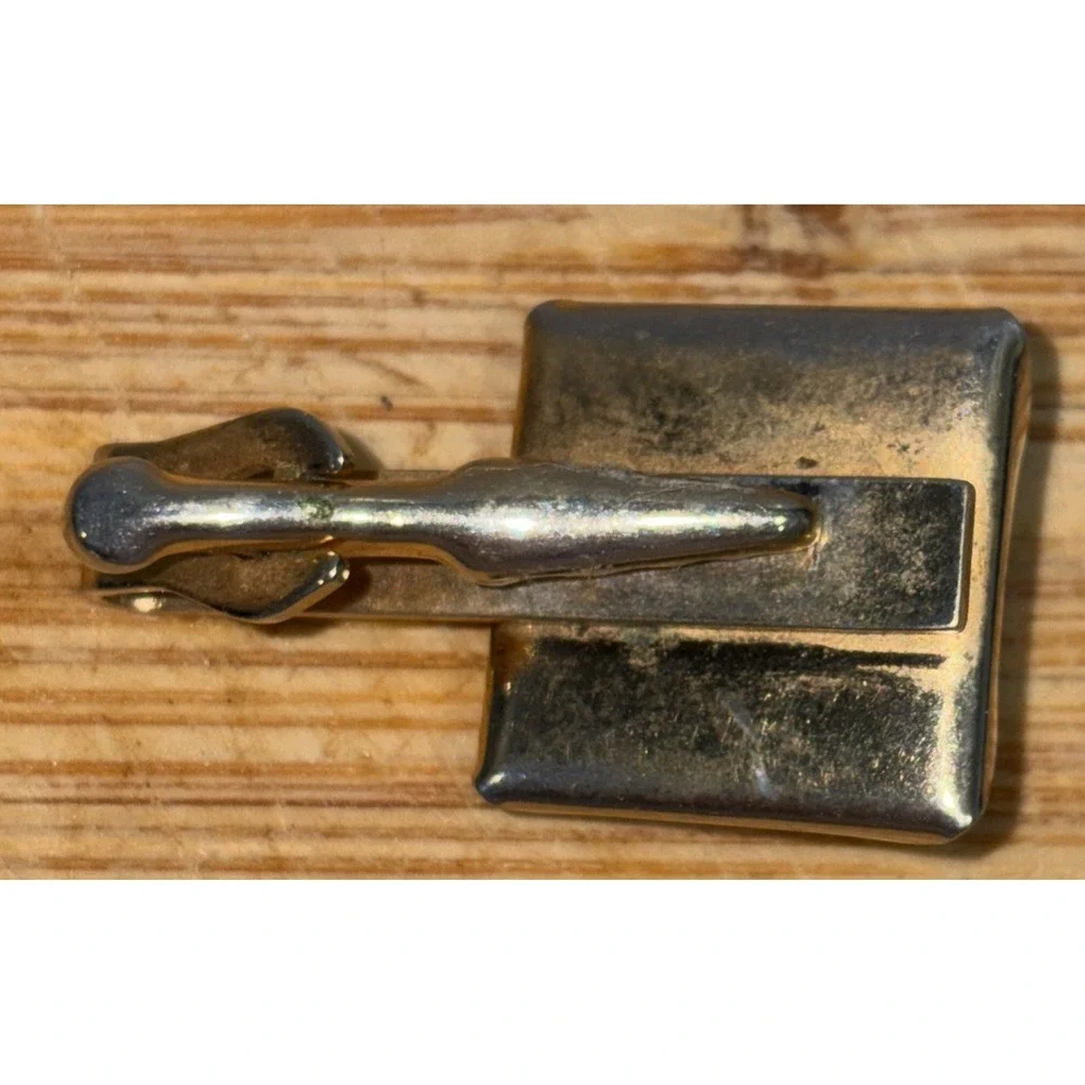 Vintage MCM Alaskan Shovel & Gold Pan tie clip. Lucite&Genuine Gold Flakes 3/4